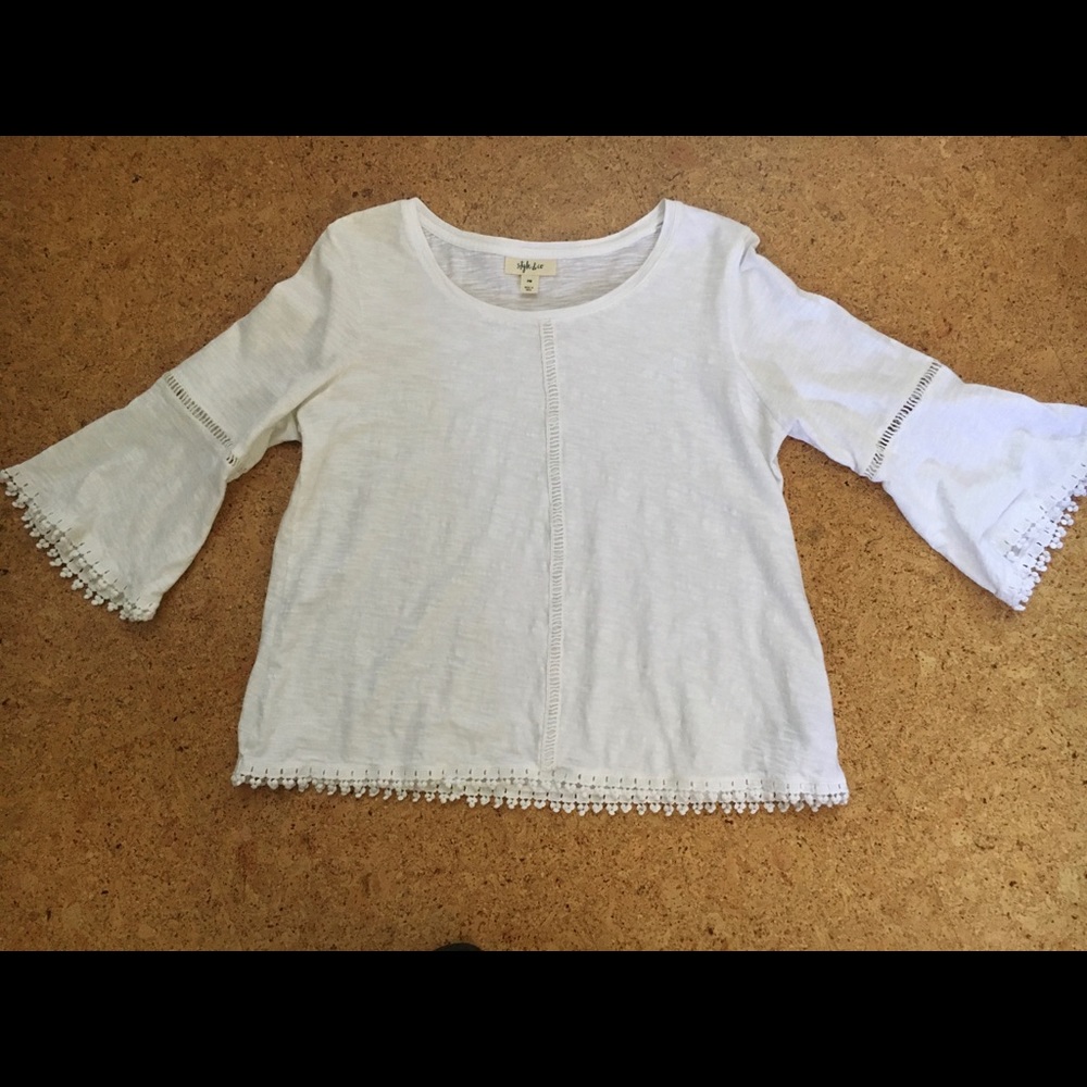 Style & Co white feminine top.